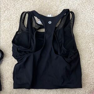 lululemon athletica Black Racerback top with built in mesh sports bra